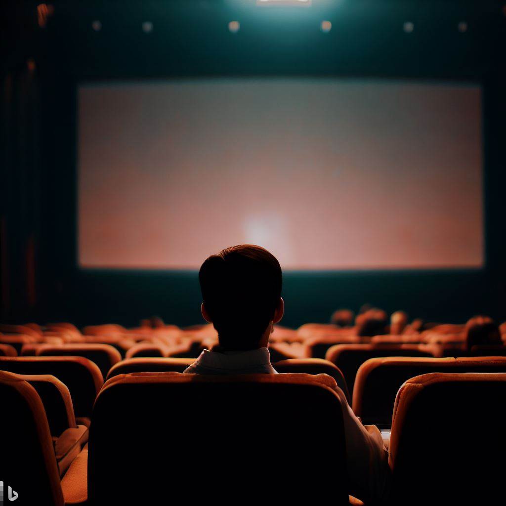 Person watching a movie in a cinema